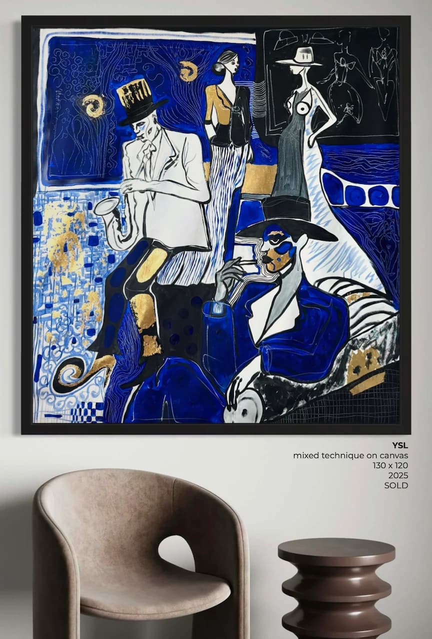 YSL, Technique mixte sur toile — Elliot Zontone