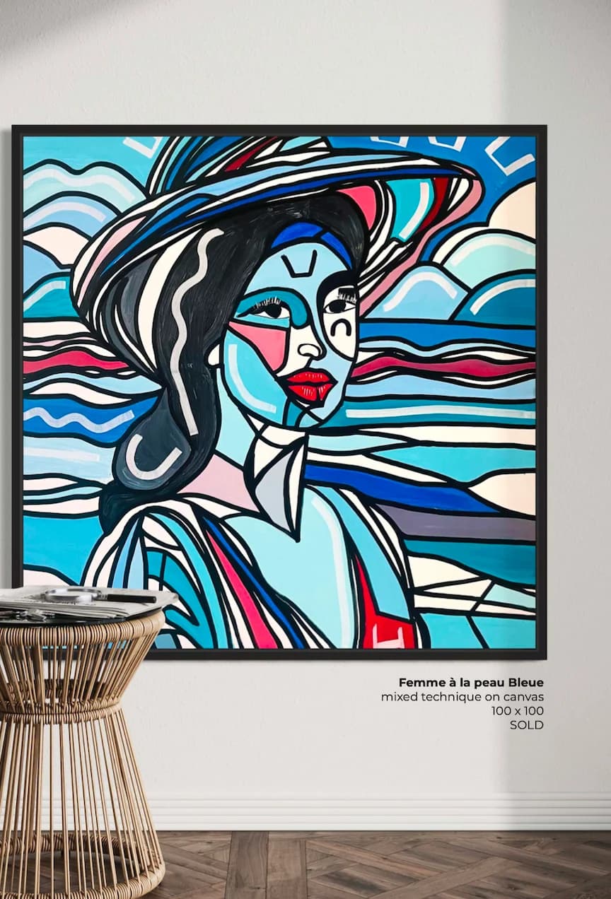 Femme a la peau bleue, Technique mixte sur toile — Elliot Zontone