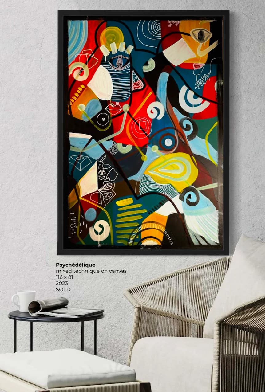 Psychedelique, Technique mixte sur toile — Elliot Zontone