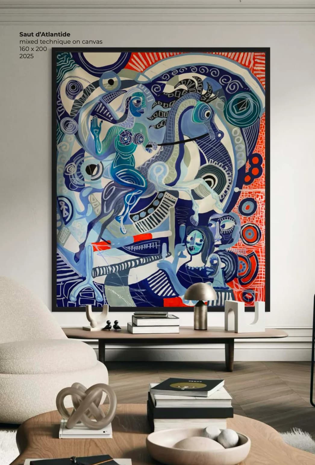 Saut d’Atlantide, Technique mixte sur toile — Elliot Zontone