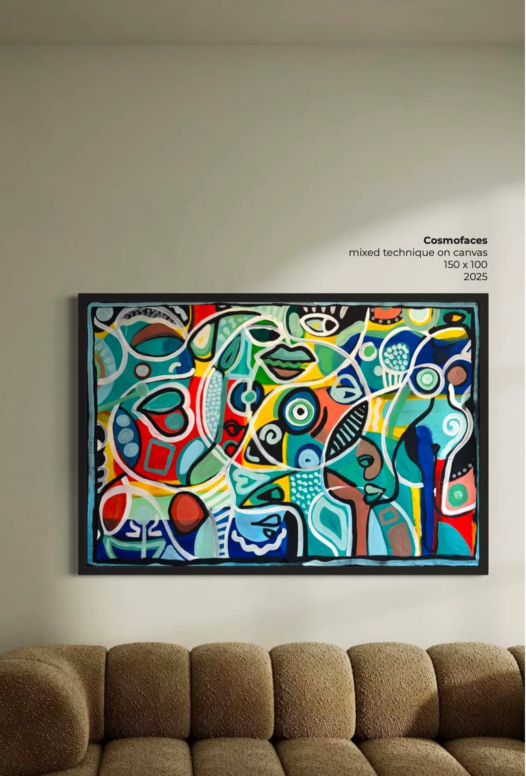 Cosmofaces, Technique mixte sur toile — Elliot Zontone