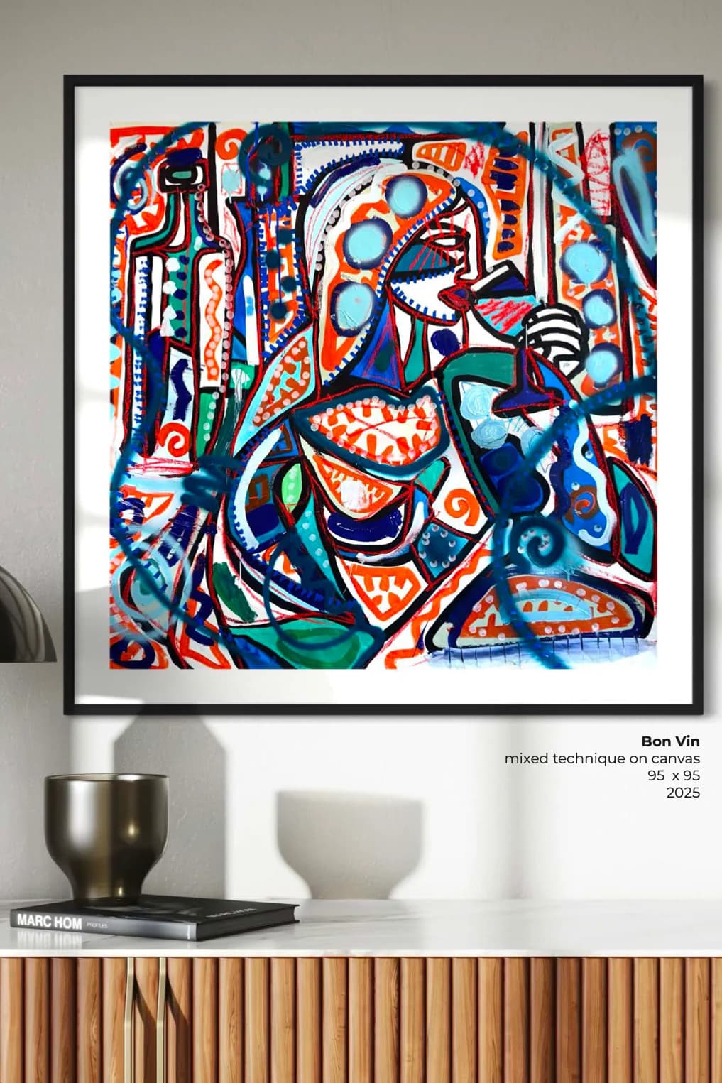 Bon Vin, Technique mixte sur toile — Elliot Zontone