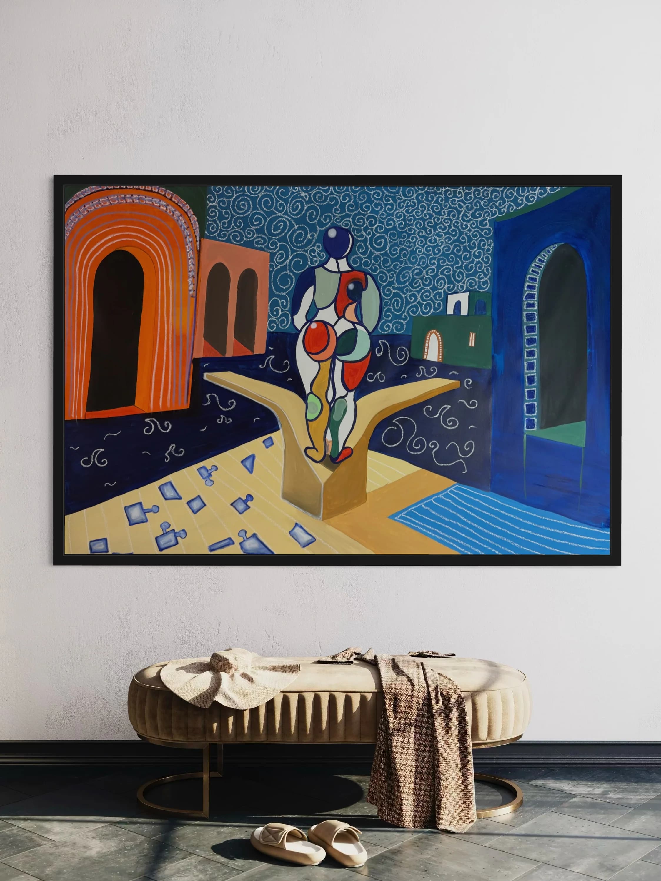 Le Plongeoir, Technique mixte sur toile — Elliot Zontone