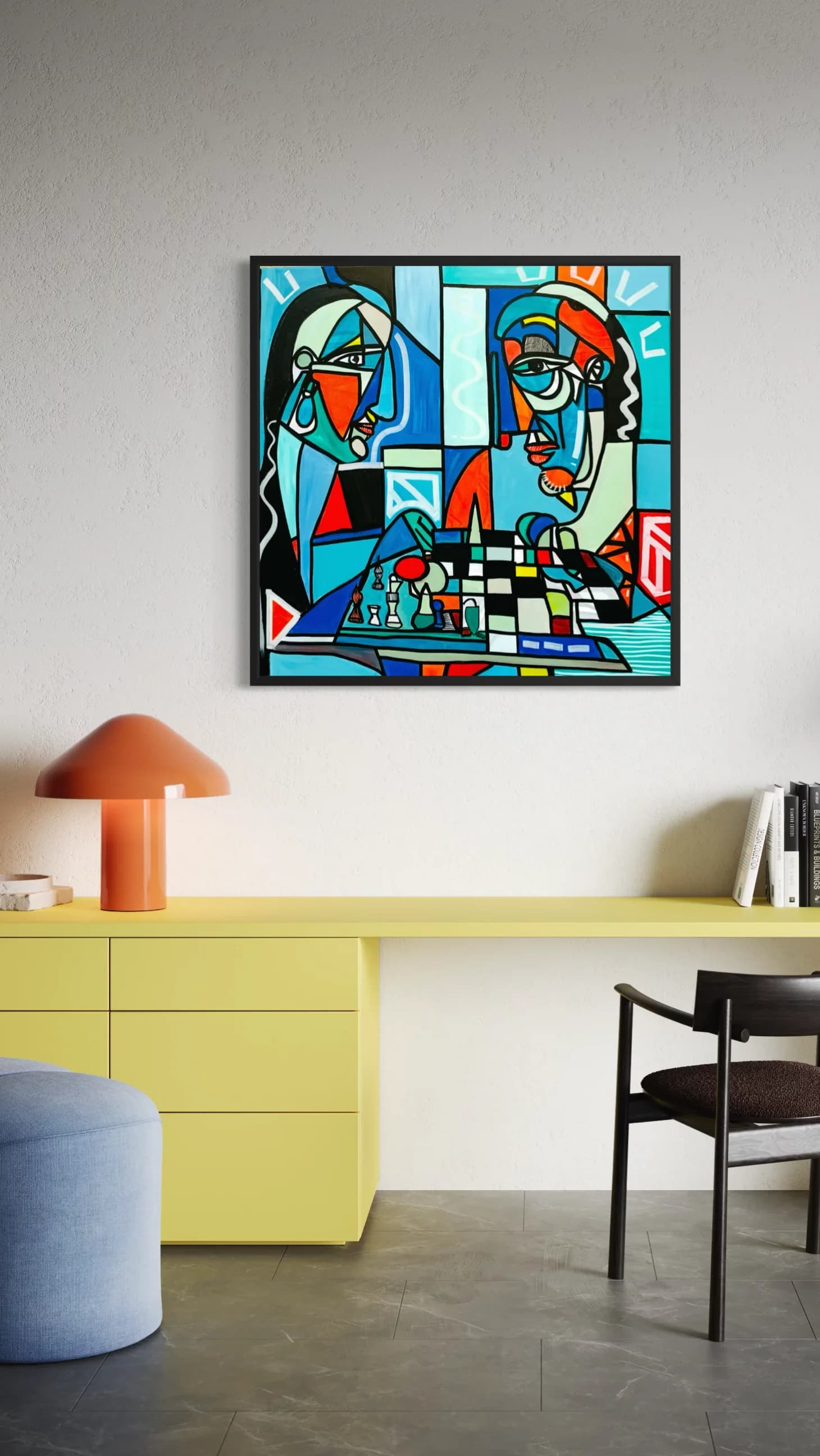 Echec et Mat, Technique mixte sur toile — Elliot Zontone