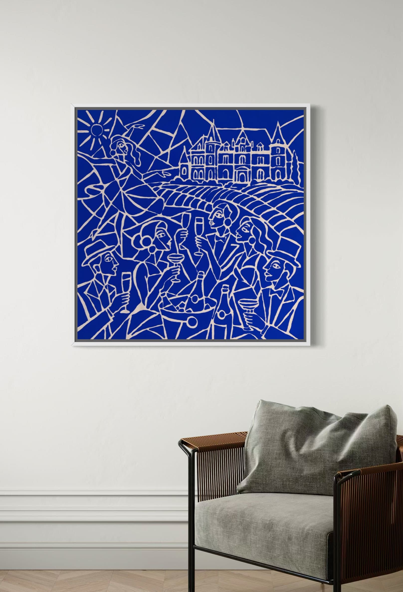 Champagne en Bourgogne, Technique mixte sur toile — Elliot Zontone