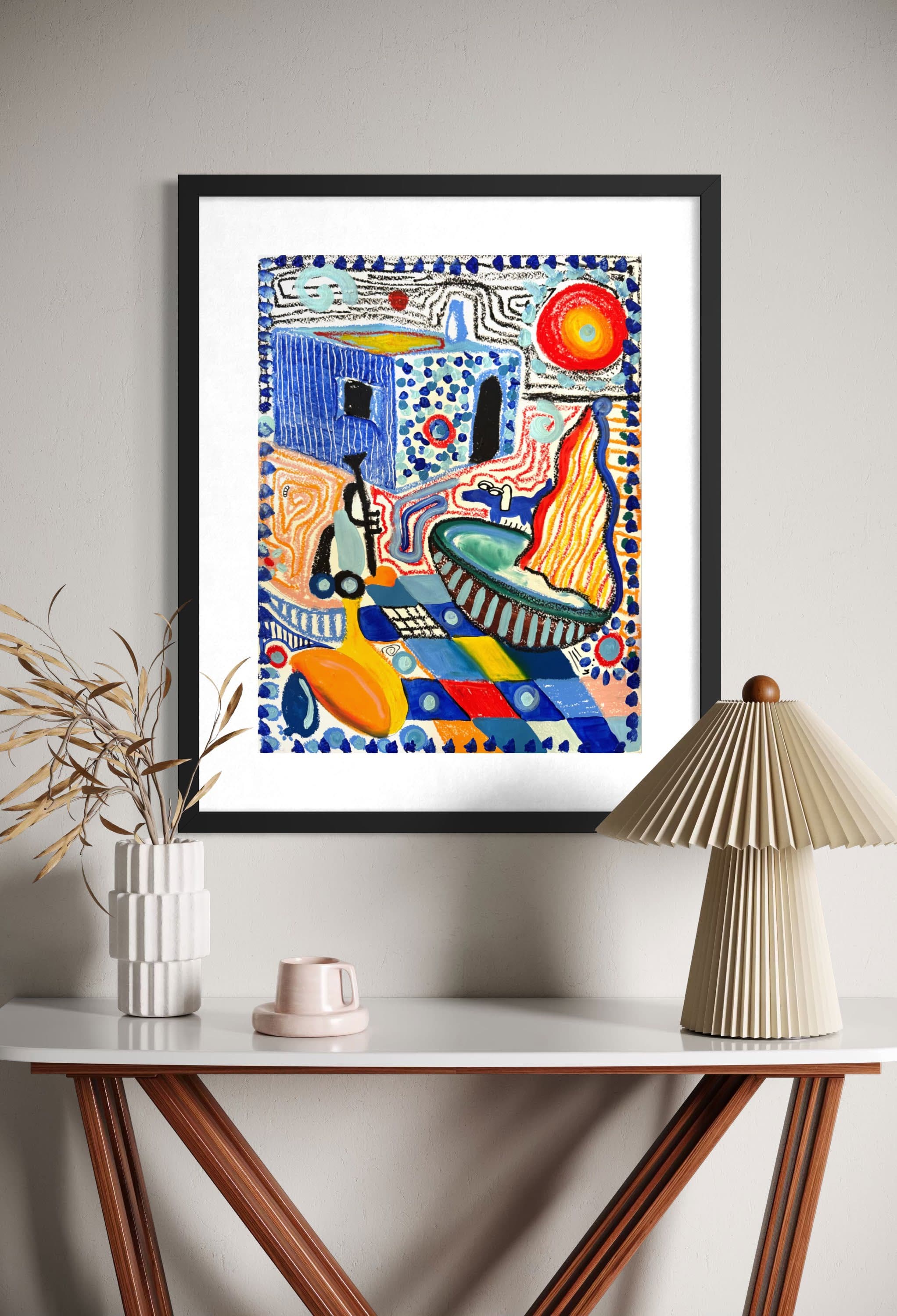 Mykonos, Technique mixte sur papier — Elliot Zontone