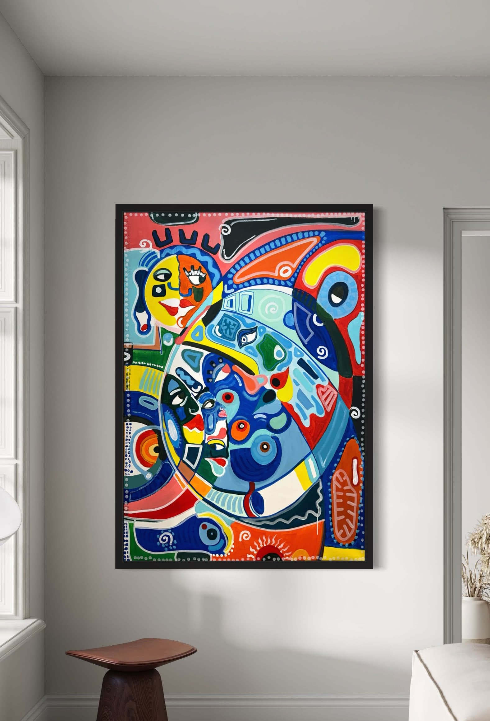 Rainbow Face, Technique mixte sur toile — Elliot Zontone