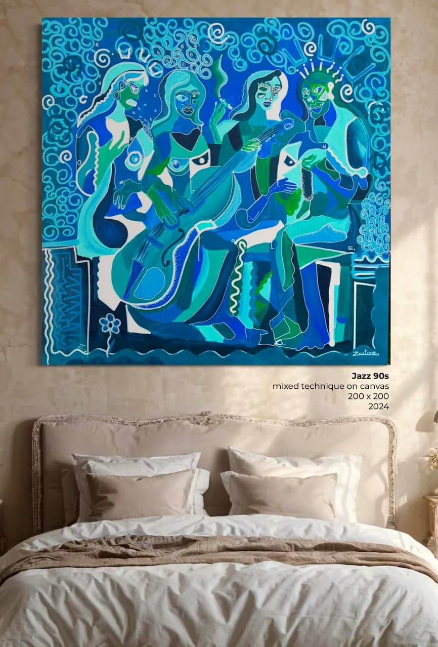 Jazz 90s, Technique mixte sur toile — Elliot Zontone