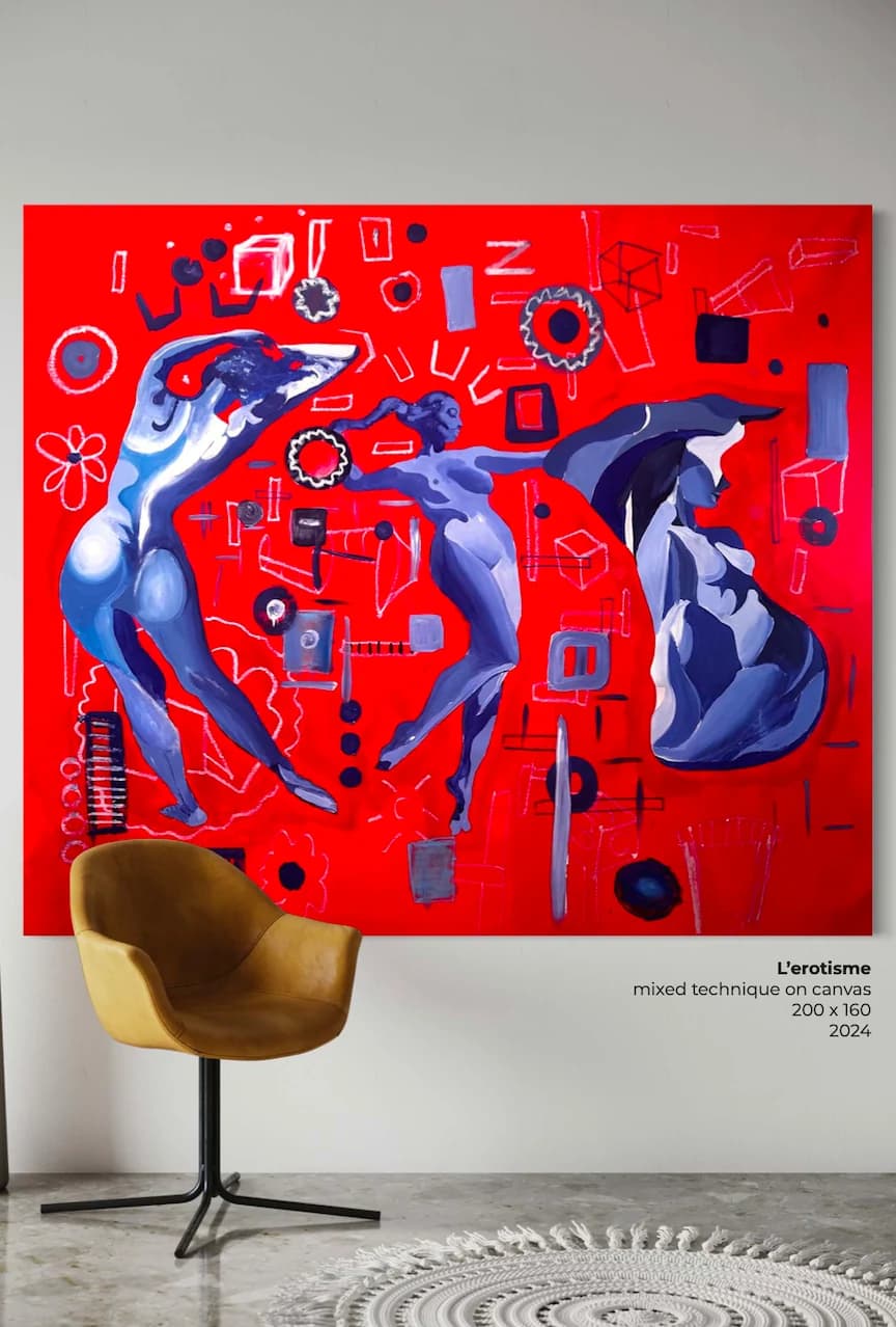 L'erotisme, Technique mixte sur toile — Elliot Zontone