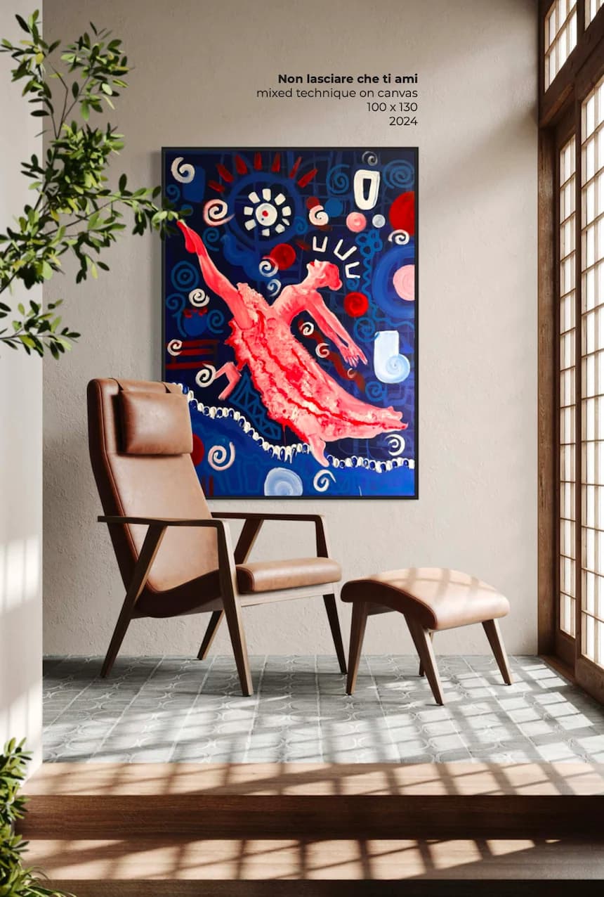 Non laschiare che ti amo, Technique mixte sur toile — Elliot Zontone