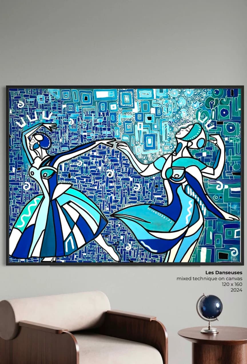 Les Danseuses, Technique mixte sur toile — Elliot Zontone