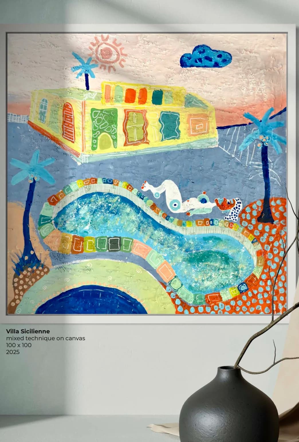 Villa Sicilienne, Technique mixte sur toile — Elliot Zontone