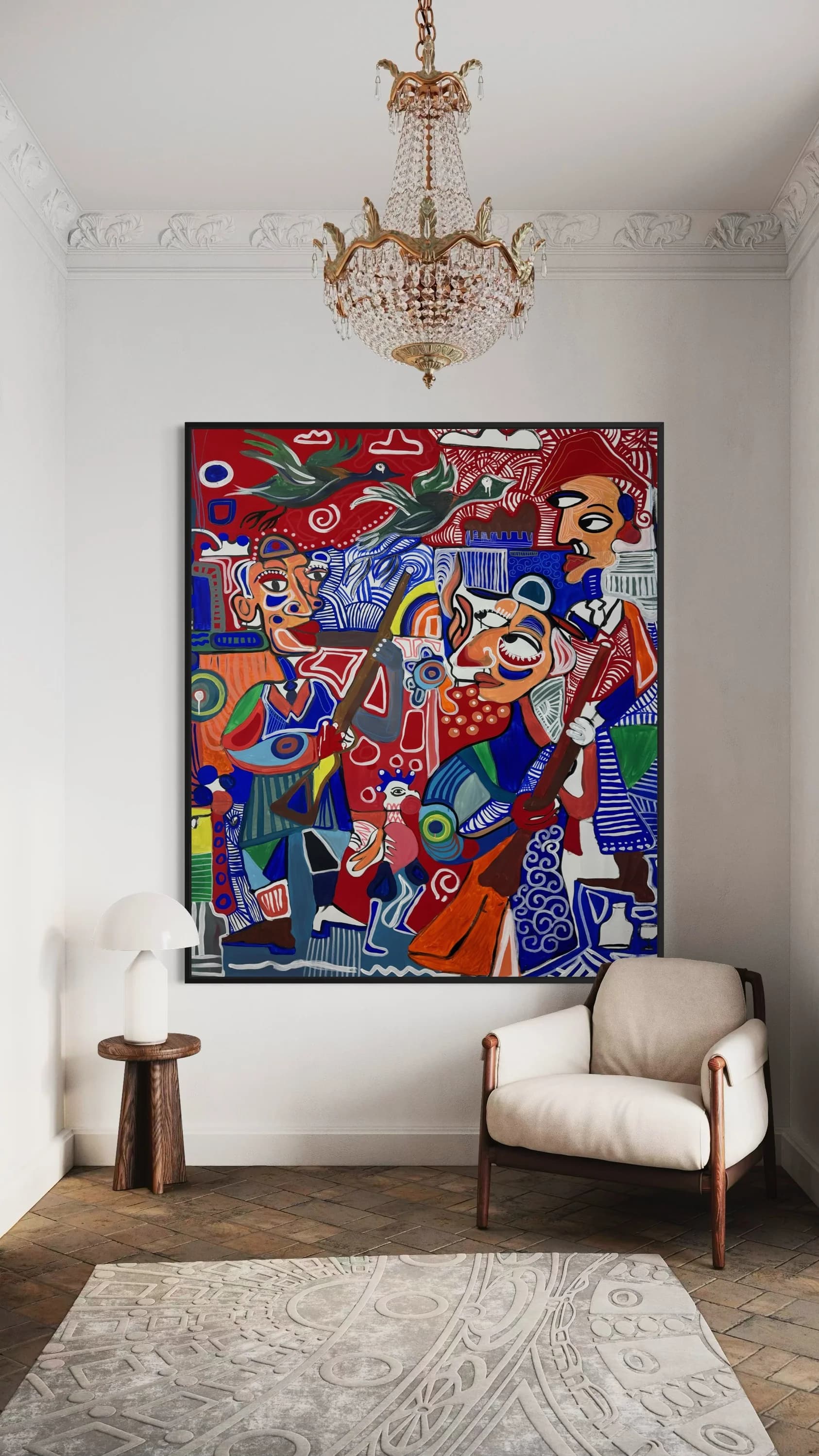 La chasse, Technique mixte sur toile — Elliot Zontone