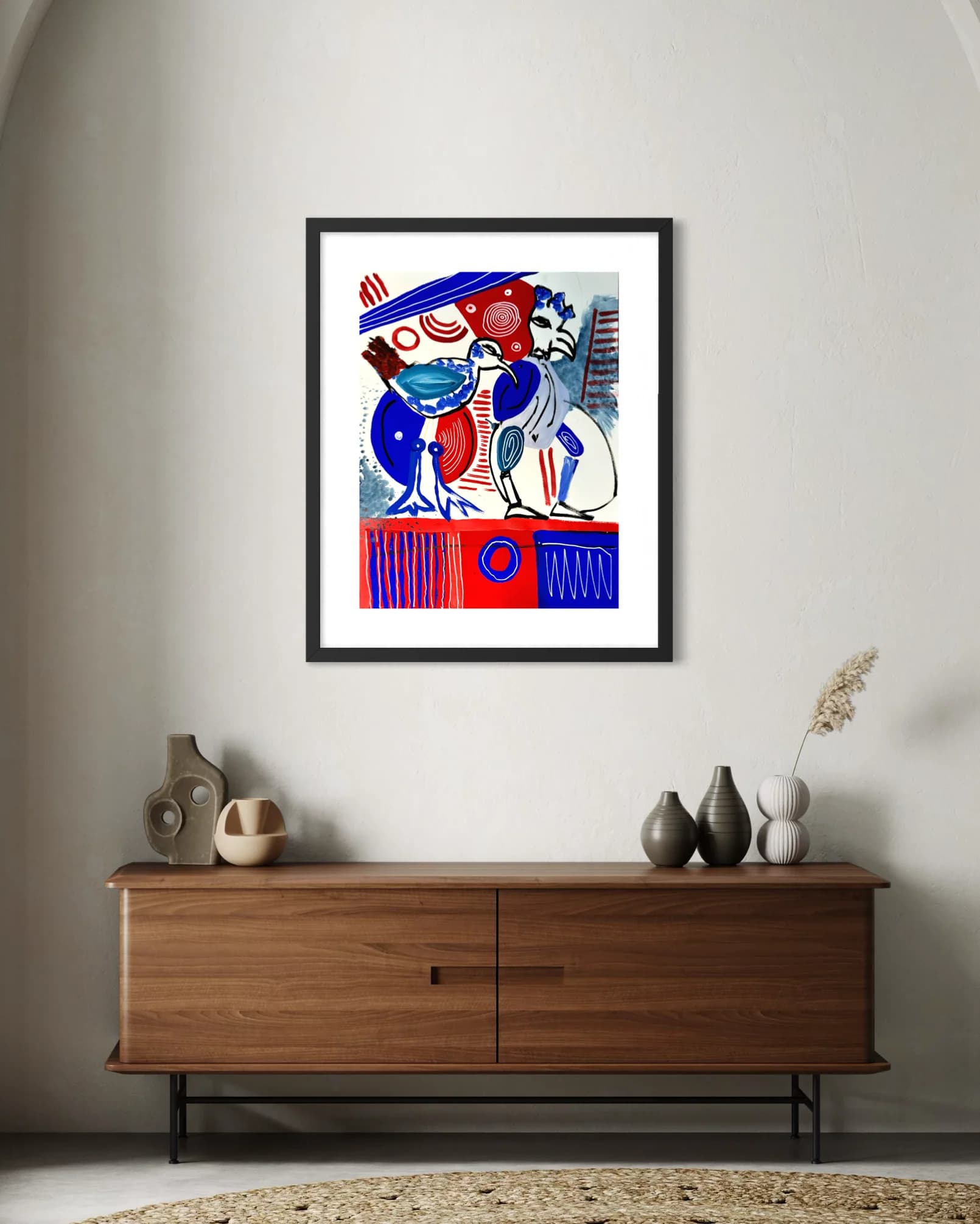 Le coq et la mouette, Technique mixte sur toile — Elliot Zontone