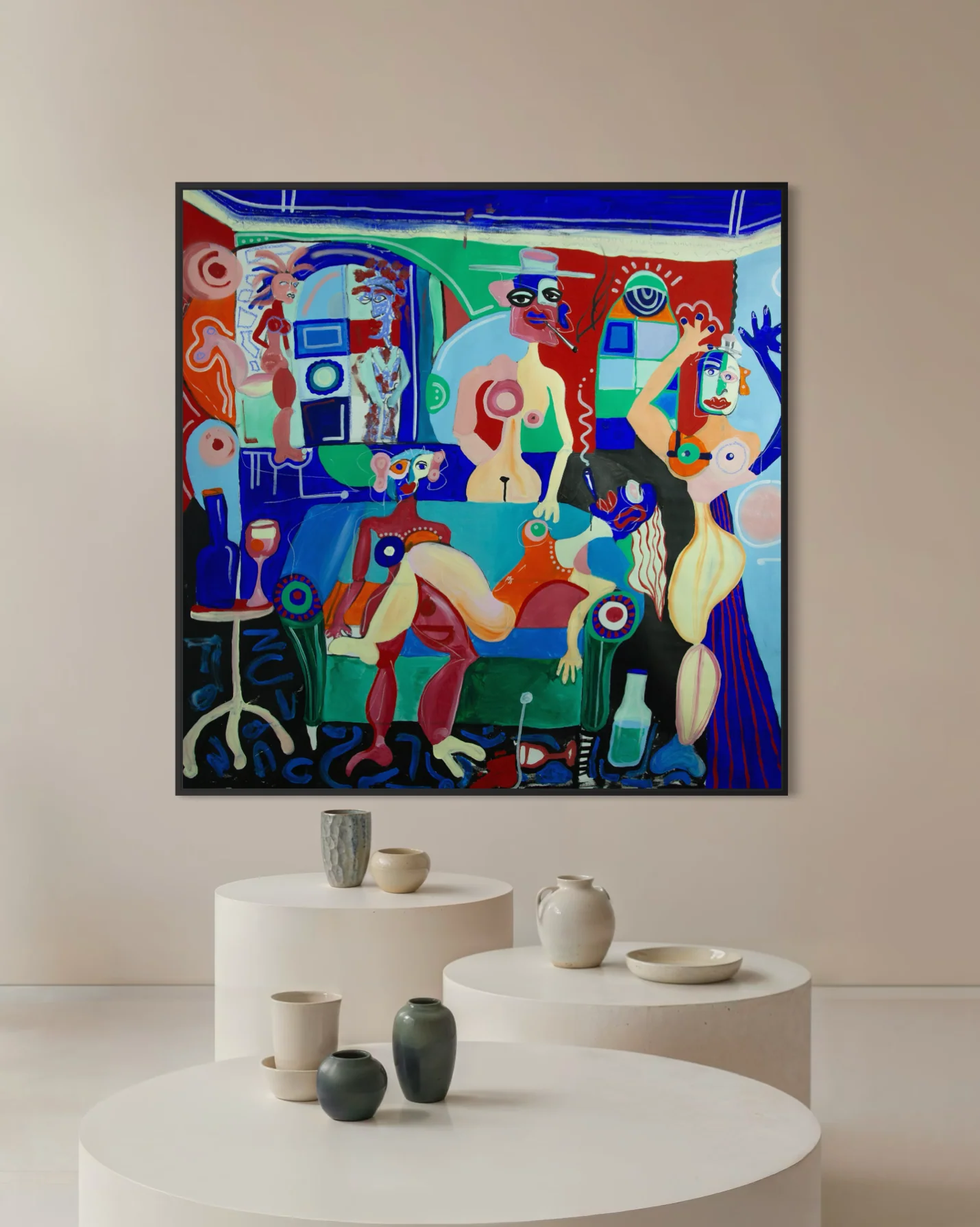 Harem, Technique mixte sur toile — Elliot Zontone