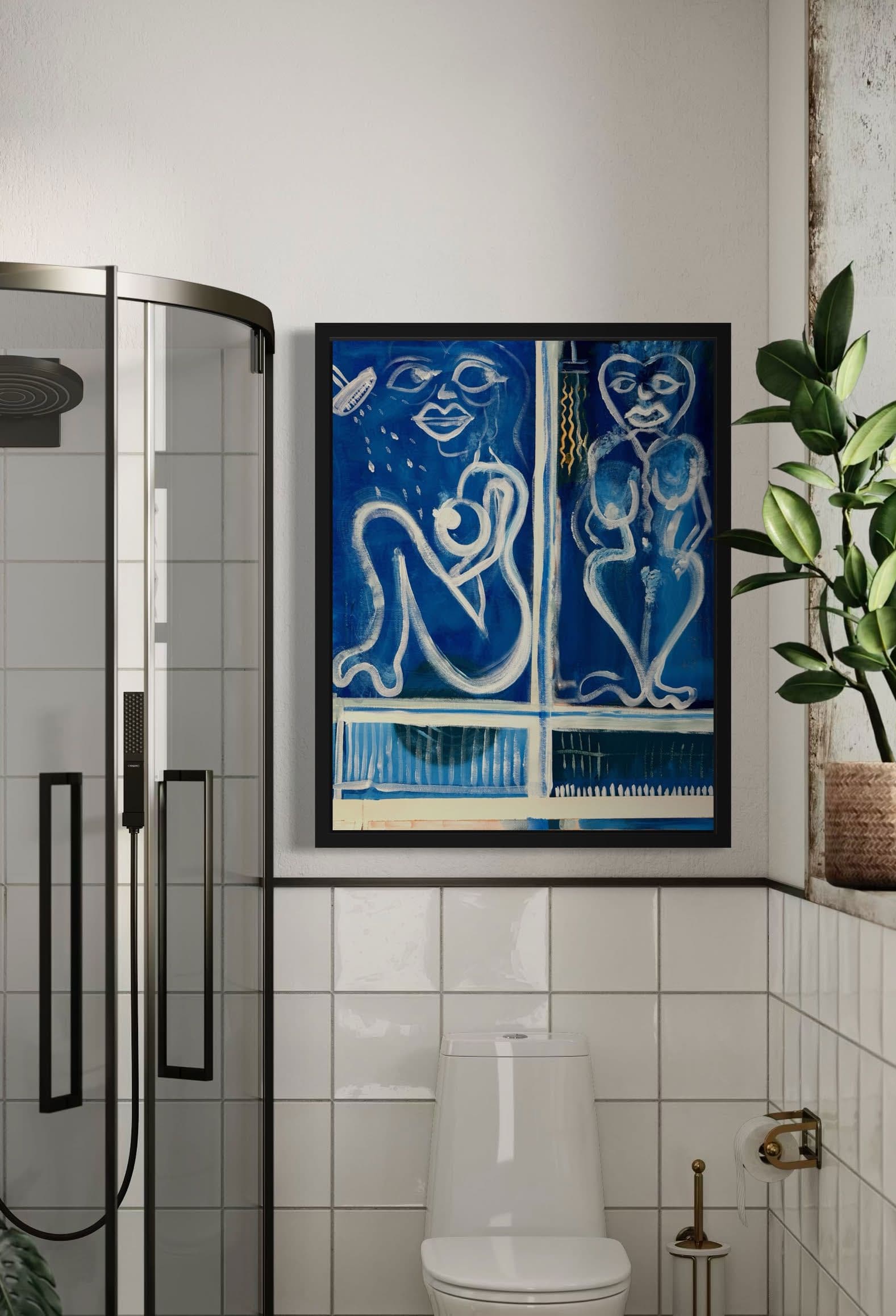 La Douche-esse, Technique mixte sur toile — Elliot Zontone