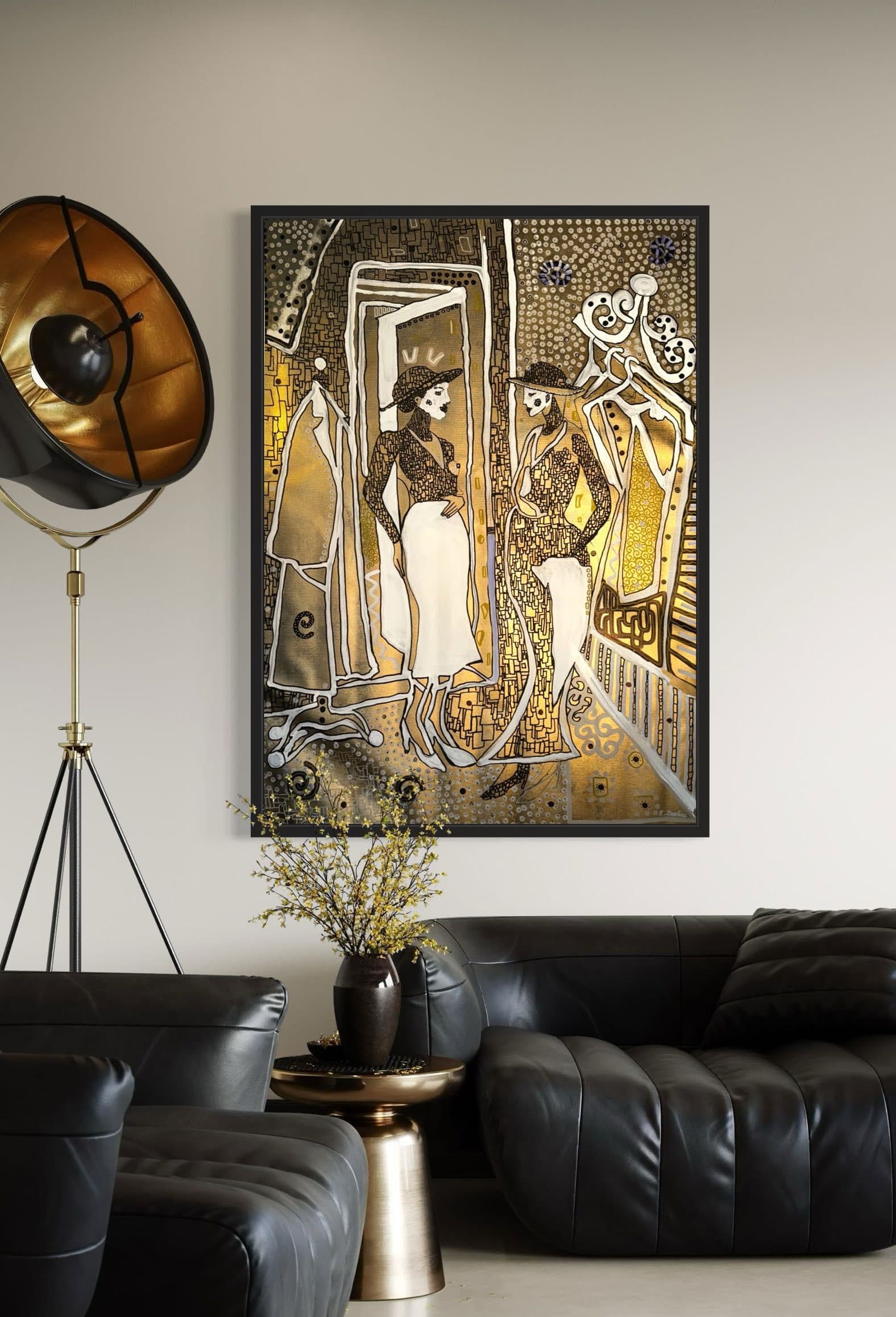 Les murmures du vestiaire, Technique mixte sur toile — Elliot Zontone