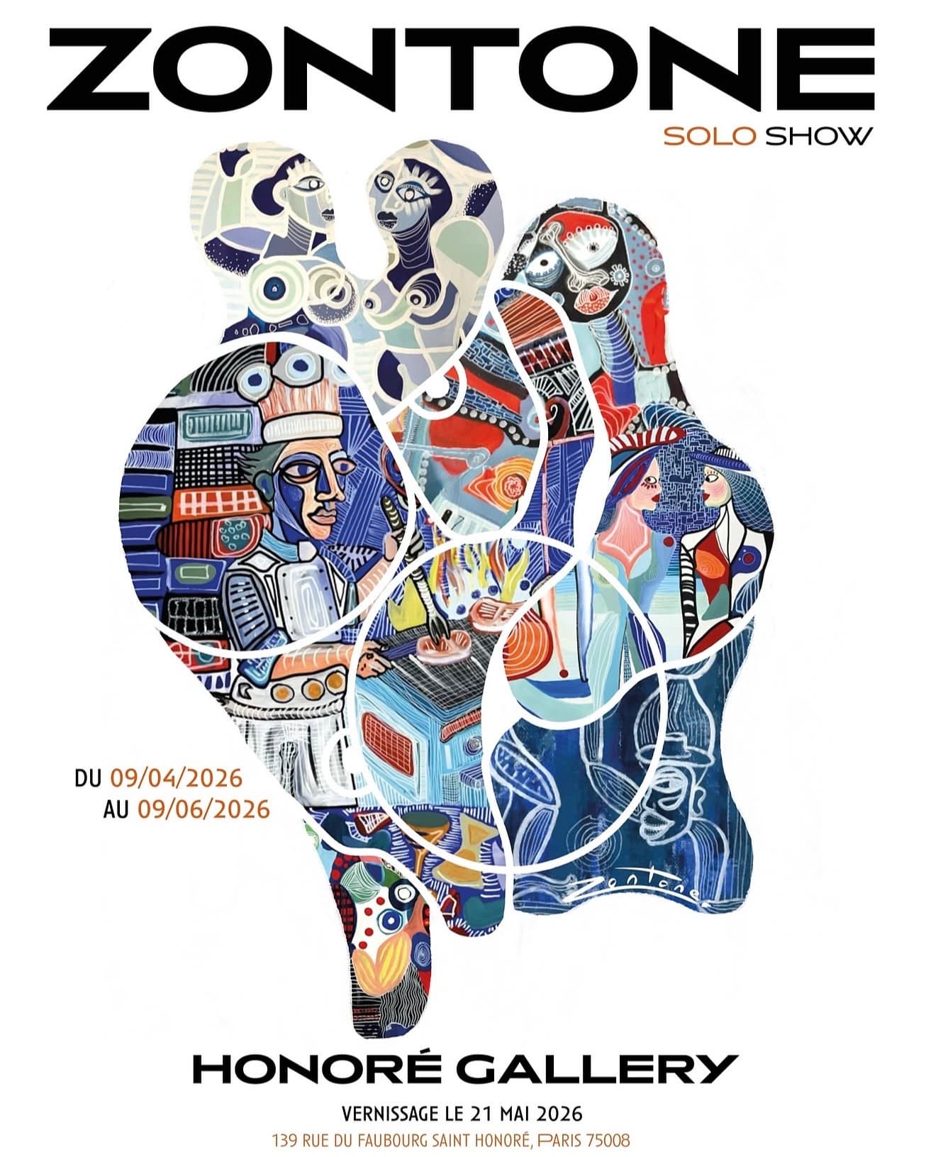 Affiche du Solo Show à la Galerie Honoré
