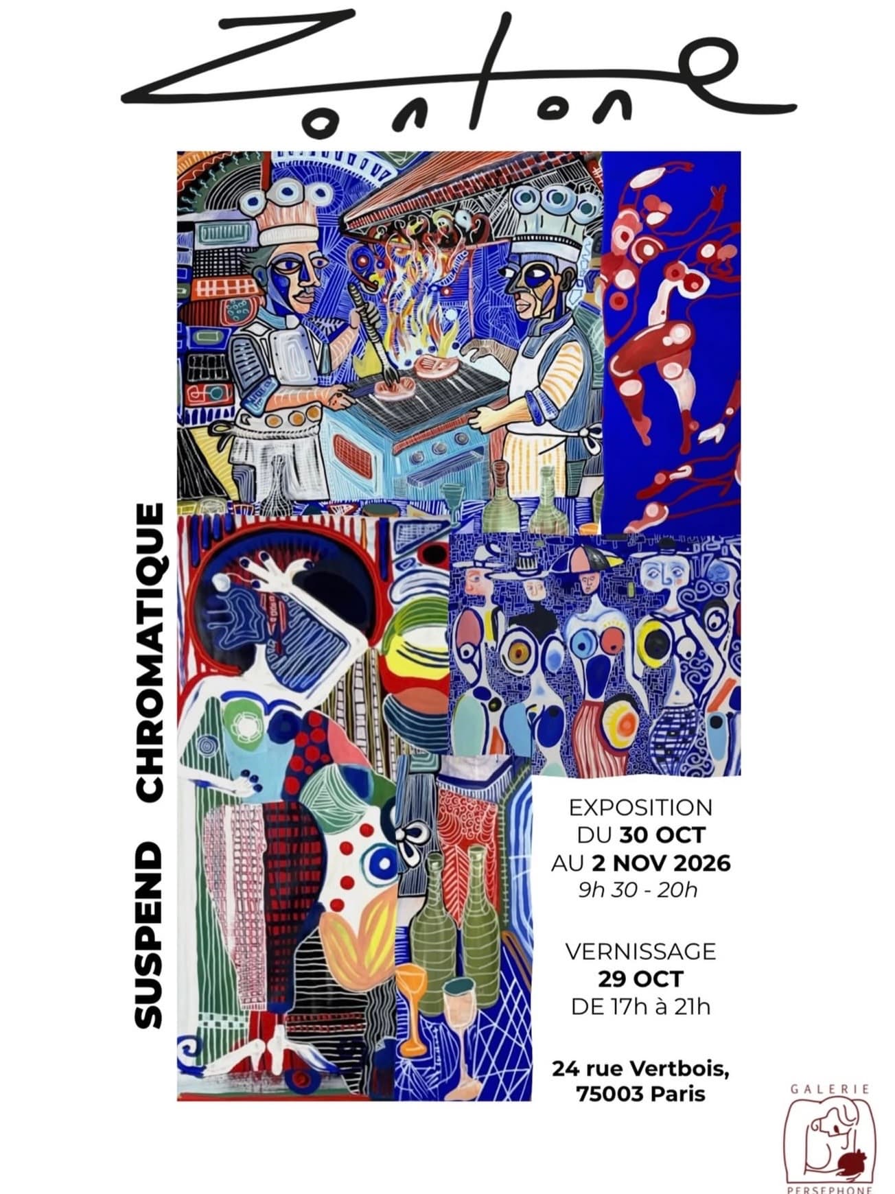 Affiche de l’exposition à la Galerie Persephone